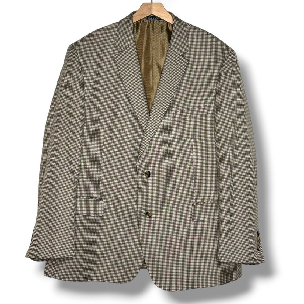 Jean‎ Paul Germain Mens Houndstooth Blazer Jacket 48R Brown Blue Classic